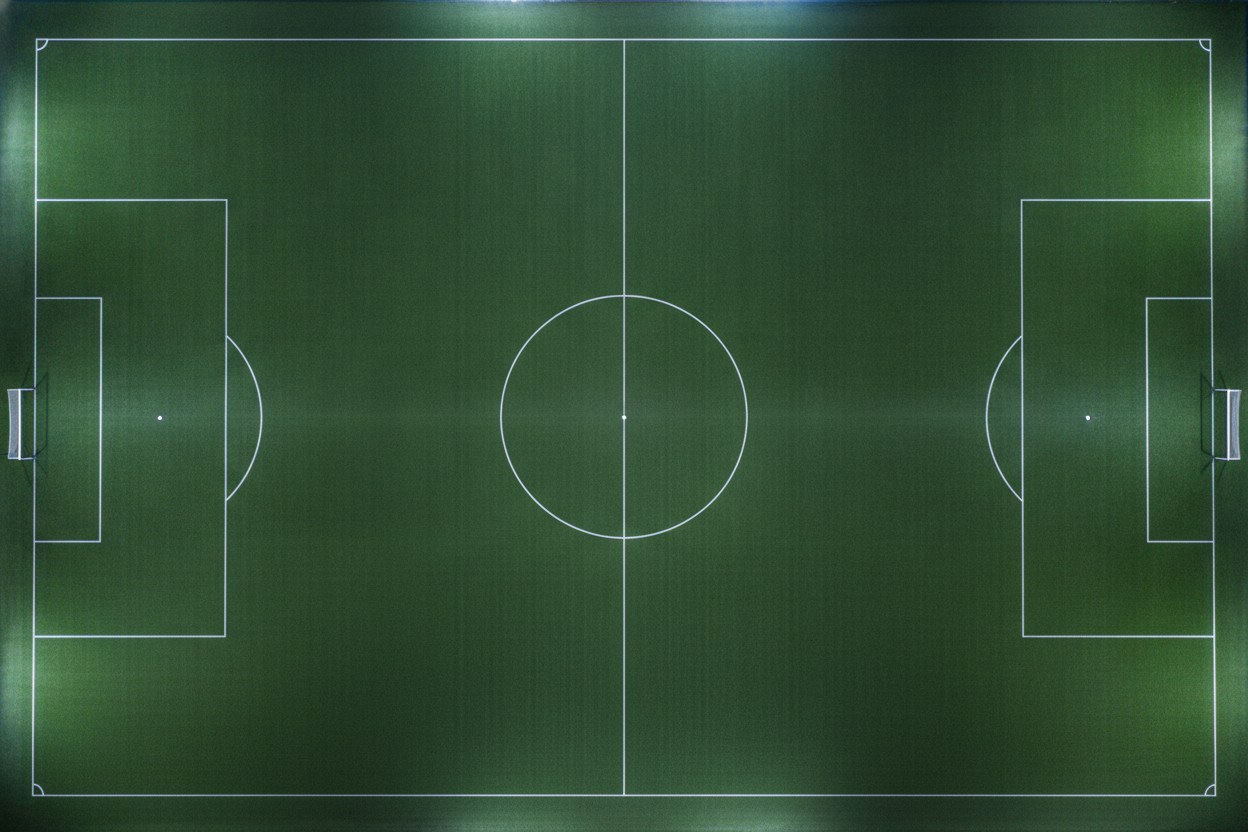 Gece aydınlatmasında futbol sahası havadan görünüm